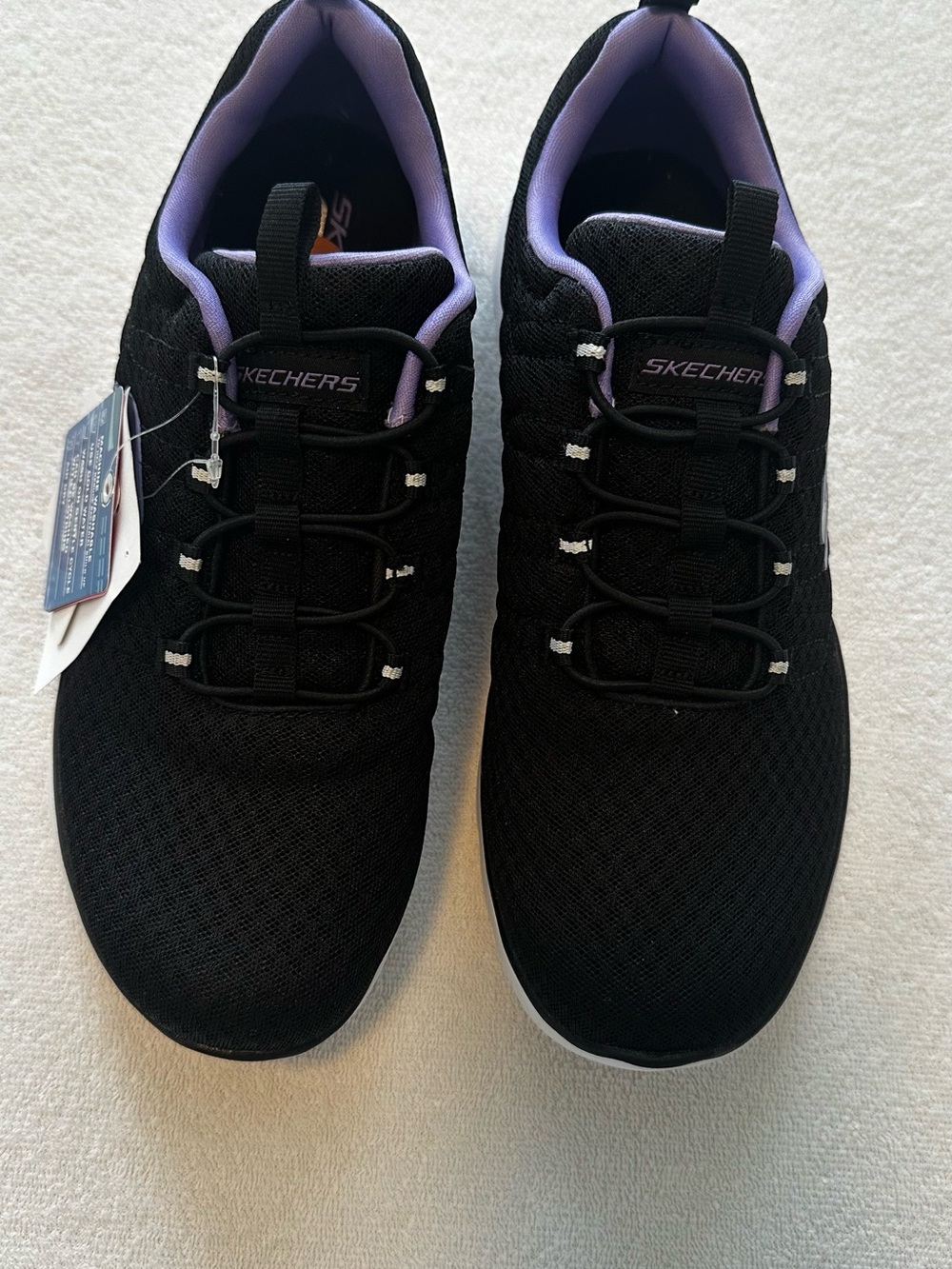 Skechers Women's Black Athletic Sneakers with Lavender Accents